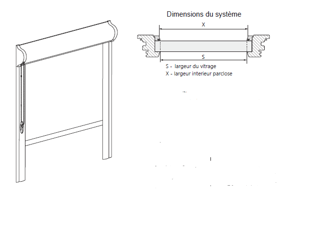 Schéma store rouleau cassette Uni 19 mm